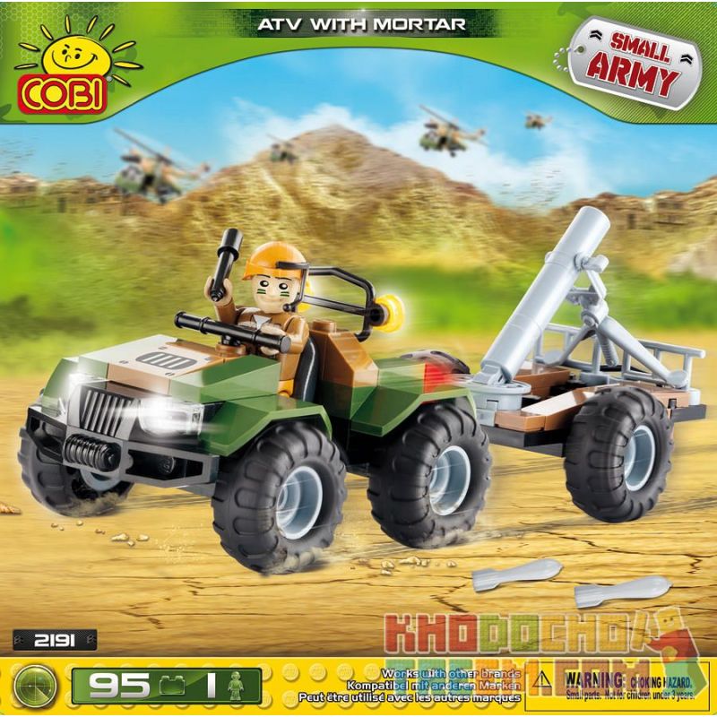 COBI 2191 non Lego XE ĐỊA HÌNH SÚNG CỐI bộ đồ chơi xếp lắp ráp ghép mô hình Military Army ATV WITH MORTAR Quân Sự Bộ Đội 95 khối
