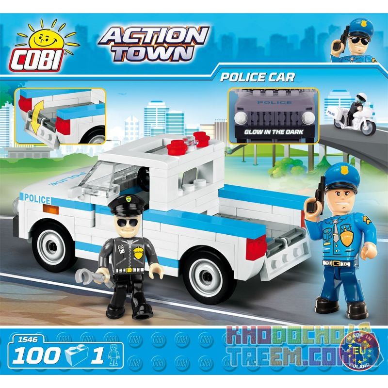 COBI 1546 non  XE CẢNH SÁT bộ đồ chơi xếp lắp ráp ghép mô hình City POLICE CAR Thành Phố 100 khối