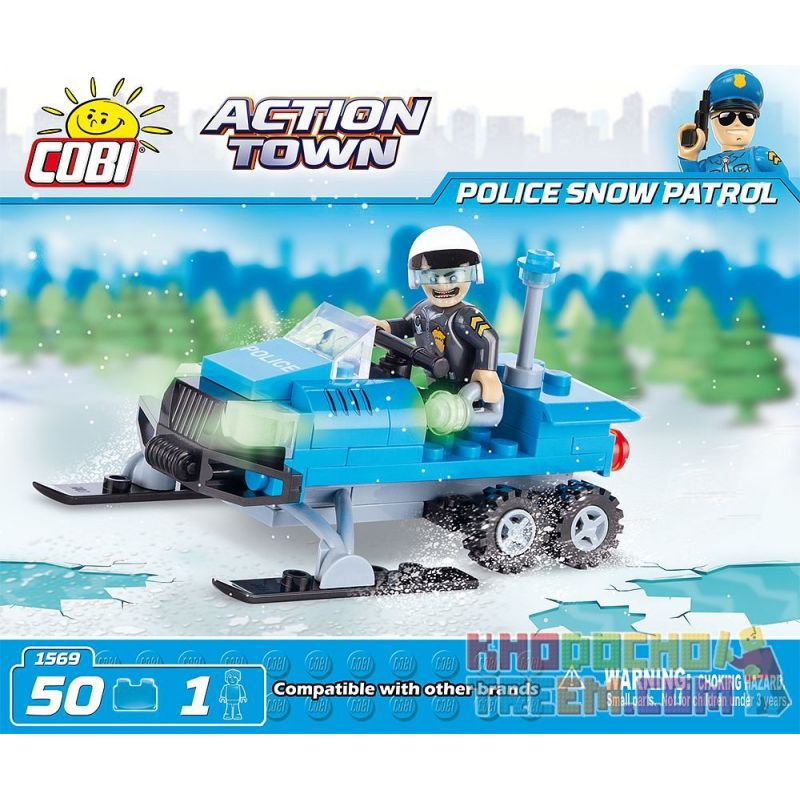 COBI 1569 non Lego TUẦN TRA TUYẾT bộ đồ chơi xếp lắp ráp ghép mô hình City POLICE SNOW PATROL Thành Phố 50 khối