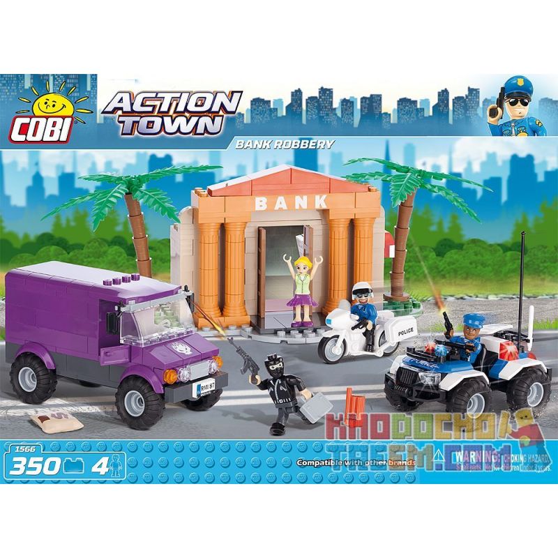 COBI 1566 non Lego CƯỚP NGÂN HÀNG bộ đồ chơi xếp lắp ráp ghép mô hình City BANK ROBBERY Thành Phố 350 khối