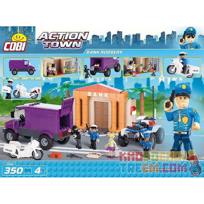 COBI 1566 non  CƯỚP NGÂN HÀNG bộ đồ chơi xếp lắp ráp ghép mô hình City BANK ROBBERY Thành Phố 350 khối