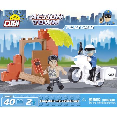 COBI 1560 non  CẢNH SAT ĐUỔI THEO bộ đồ chơi xếp lắp ráp ghép mô hình City POLICE CHASE Thành Phố 40 khối