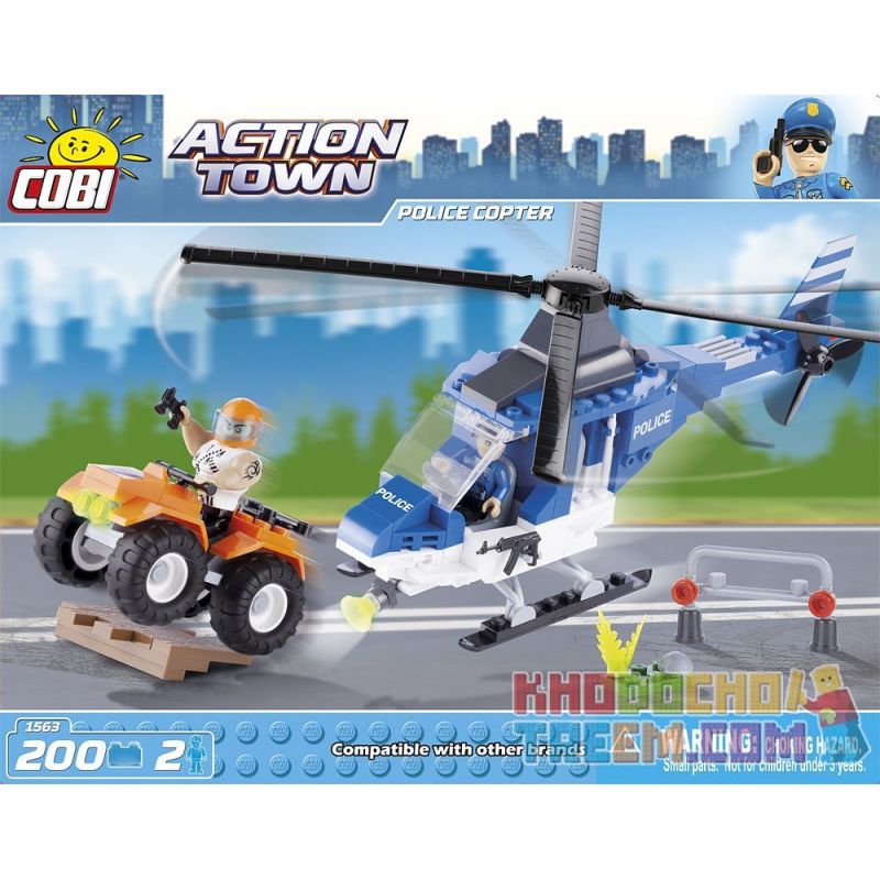 COBI 1563 non Lego TRỰC THĂNG CẢNH SÁT bộ đồ chơi xếp lắp ráp ghép mô hình City POLICE COPTER Thành Phố 200 khối