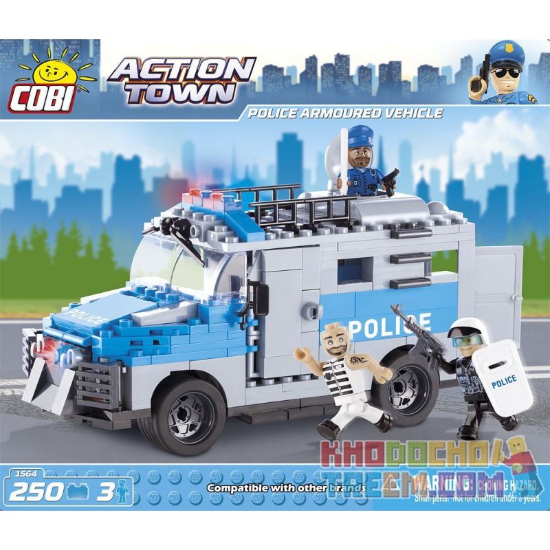 COBI 1564 non Lego XE BỌC THÉP CẢNH SÁT bộ đồ chơi xếp lắp ráp ghép mô hình City POLICE ARMOURED VEHICLE Thành Phố 250 khối