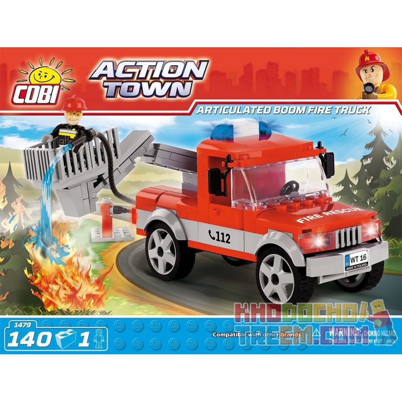 COBI 1479 Xếp hình kiểu Lego CITY Articulated Boom Fire Truck Articulated Ladder Truck Xe Thang Có Khớp Nối 140 khối COBI 1479 Xếp hình kiểu Lego CITY Articulated Boom Fire Truck Articulated Ladder Truck Xe Thang Có Khớp Nối 140 khối