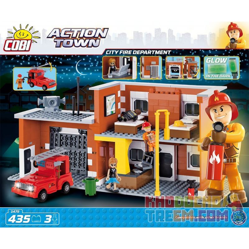 COBI 1475 non  TRẠM CỨU HỎA THÀNH PHỐ bộ đồ chơi xếp lắp ráp ghép mô hình City CITY FIRE DEPARTMENT 435 khối