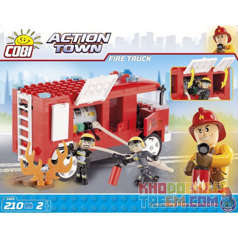 COBI 1469 non  XE CỨU HỎA bộ đồ chơi xếp lắp ráp ghép mô hình City FIRE TRUCK Thành Phố 210 khối