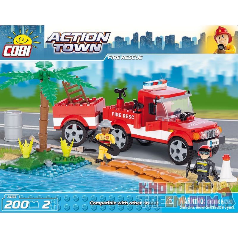 COBI 1463 non Lego CỨU HỎA bộ đồ chơi xếp lắp ráp ghép mô hình City FIRE RESCUE Thành Phố 200 khối