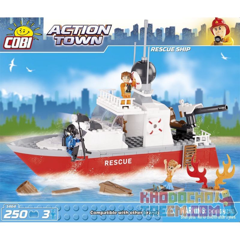 COBI 1464 non Lego TÀU CỨU HỘ bộ đồ chơi xếp lắp ráp ghép mô hình City RESCUE SHIP Thành Phố 250 khối