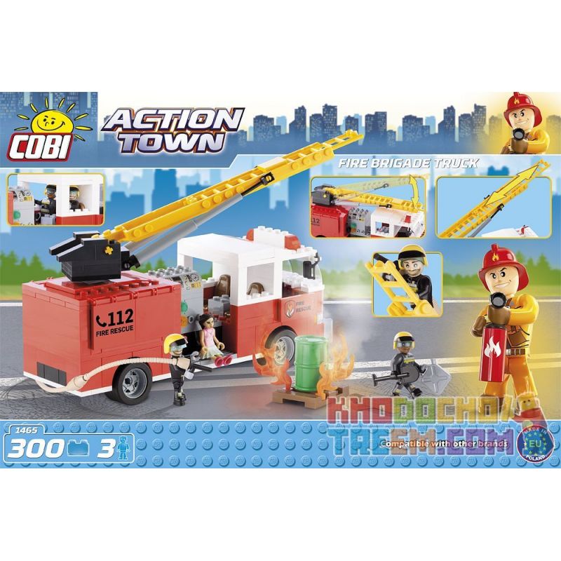 COBI 1465 non Lego XE CỨU HỎA bộ đồ chơi xếp lắp ráp ghép mô hình City FIRE BRIGADE TRUCK Thành Phố 300 khối