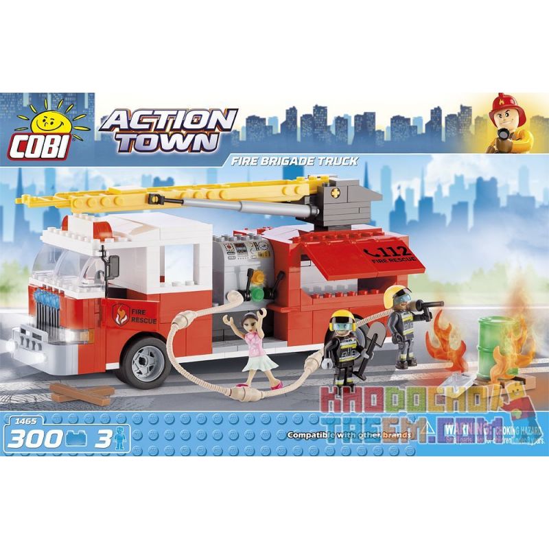 COBI 1465 non  XE CỨU HỎA bộ đồ chơi xếp lắp ráp ghép mô hình City FIRE BRIGADE TRUCK Thành Phố 300 khối