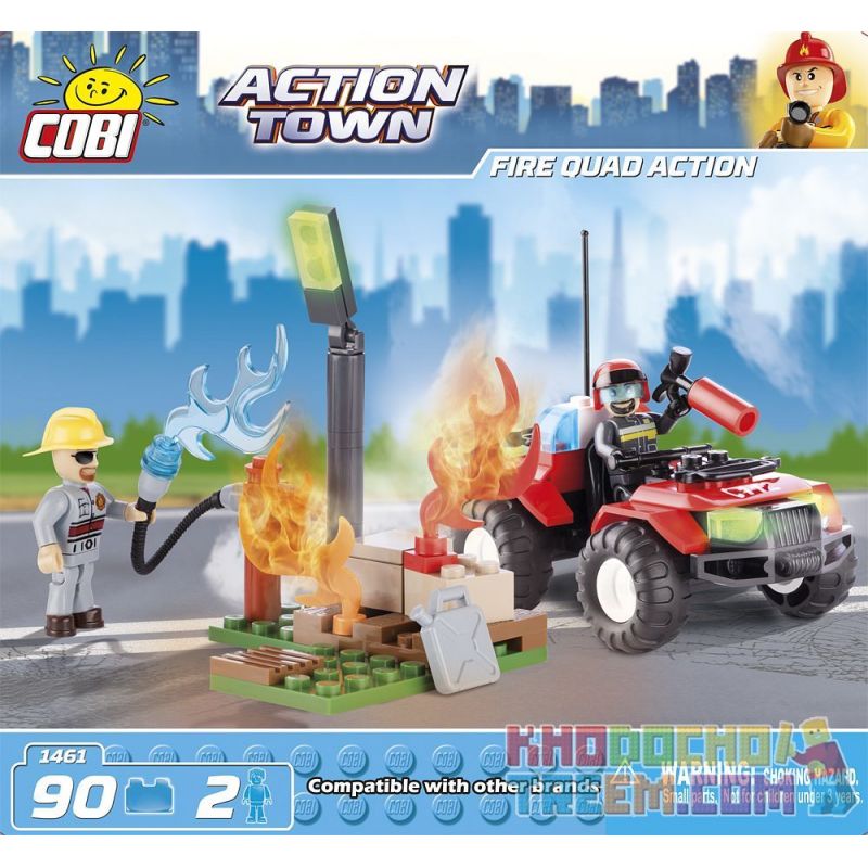 COBI 1461 non Lego HÀNH ĐỘNG CỦA ĐỘI CỨU HỎA bộ đồ chơi xếp lắp ráp ghép mô hình City FIRE QUAD ACTION Thành Phố 90 khối