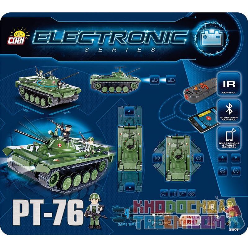 COBI 21906 21906 Xếp hình kiểu Lego MILITARY ARMY Tank PT76 (r C) PT