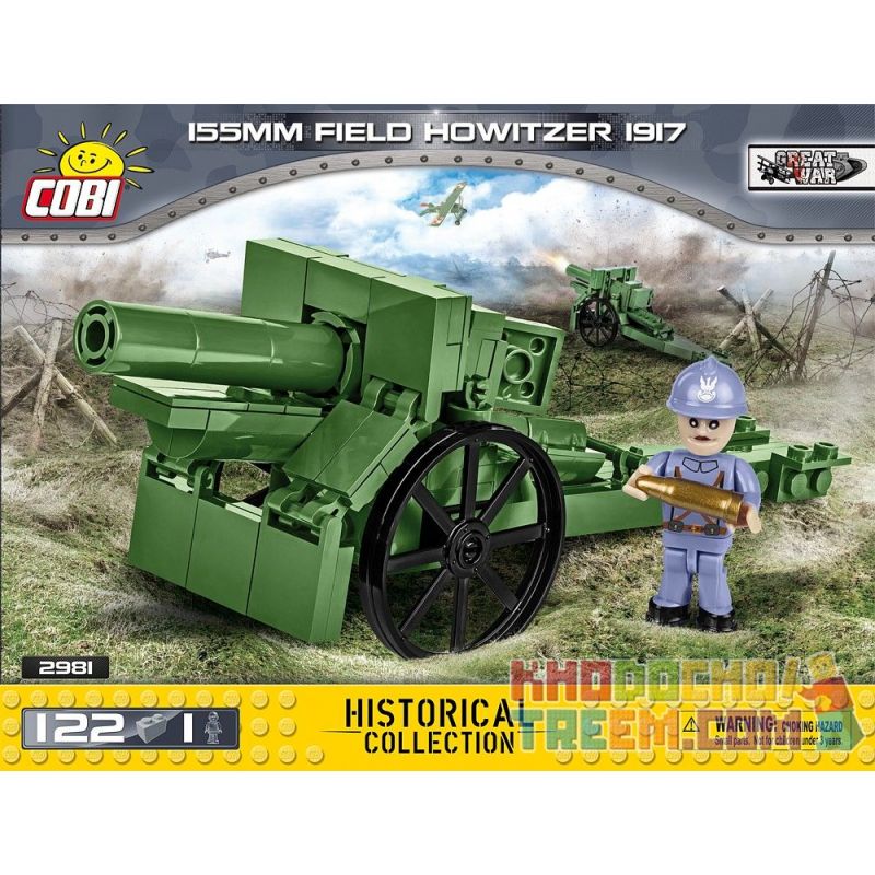 COBI 2981 2981 Xếp hình kiểu Lego MILITARY ARMY 155 Mm Field Howitzer 1917 M1917 Type 155mm Howitzer Lựu đạn M1917 Loại 155mm gồm 2 hộp nhỏ 122 khối COBI 2981 2981 Xếp hình kiểu Lego MILITARY ARMY 155 Mm Field Howitzer 1917 M1917 Type 155mm Howitzer Lựu đạn M1917 Loại 155mm gồm 2 hộp nhỏ 122 khối