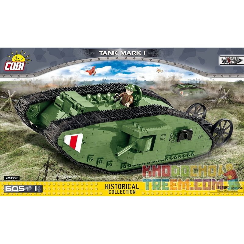 COBI 2972 Xếp hình kiểu Lego MILITARY ARMY Tank Mark I Mark I Tank Đánh Dấu Tôi Xe Tăng 605 khối COBI 2972 Xếp hình kiểu Lego MILITARY ARMY Tank Mark I Mark I Tank Đánh Dấu Tôi Xe Tăng 605 khối