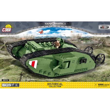 COBI 2972 non  ĐÁNH DẤU TÔI XE TĂNG bộ đồ chơi xếp lắp ráp ghép mô hình Military Army TANK MARK I Quân Sự Bộ Đội 605 khối