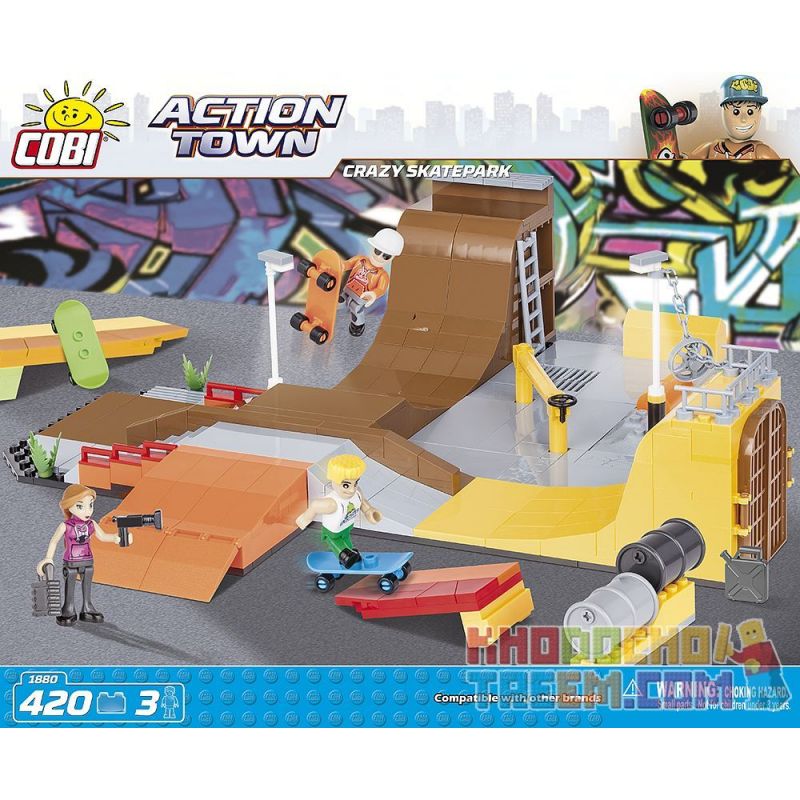 COBI 1880 Xếp hình kiểu Lego CITY Crazy Skatepark Crazy Skate Park Công Viên Trượt Băng điên Cuồng 420 khối COBI 1880 Xếp hình kiểu Lego CITY Crazy Skatepark Crazy Skate Park Công Viên Trượt Băng điên Cuồng 420 khối