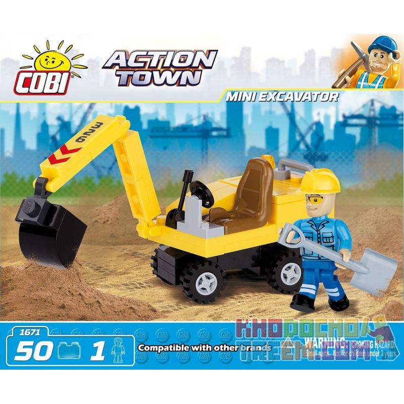 COBI 1671 Xếp hình kiểu Lego CITY Mini Excavator Máy Xúc Mini 50 khối COBI 1671 Xếp hình kiểu Lego CITY Mini Excavator Máy Xúc Mini 50 khối