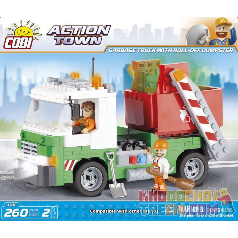 COBI 1781 Xếp hình kiểu Lego CITY Garbage Truck With Roll-Off Dumpster Garbage Truck With Roller Xe Chở Rác Có Lu 260 khối COBI 1781 Xếp hình kiểu Lego CITY Garbage Truck With Roll-Off Dumpster Garbage Truck With Roller Xe Chở Rác Có Lu 260 khối