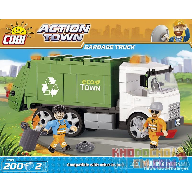 COBI 1780 Xếp hình kiểu Lego CITY Garbage Truck Rubbish Truck Xe Chở Rác 200 khối COBI 1780 Xếp hình kiểu Lego CITY Garbage Truck Rubbish Truck Xe Chở Rác 200 khối