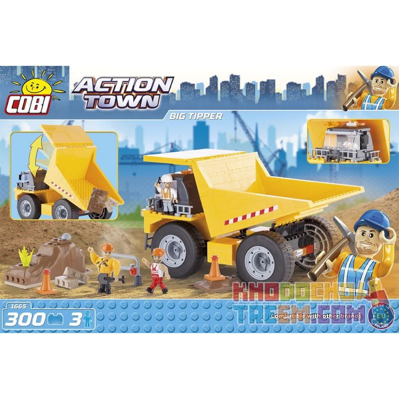 COBI 1665 non  XE TẢI CHỞ MÌN bộ đồ chơi xếp lắp ráp ghép mô hình City BIG TIPPER Thành Phố 300 khối