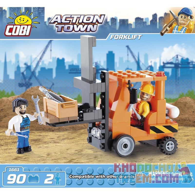 COBI 1661 Xếp hình kiểu Lego CITY Forklift Xe Nâng 90 khối COBI 1661 Xếp hình kiểu Lego CITY Forklift Xe Nâng 90 khối