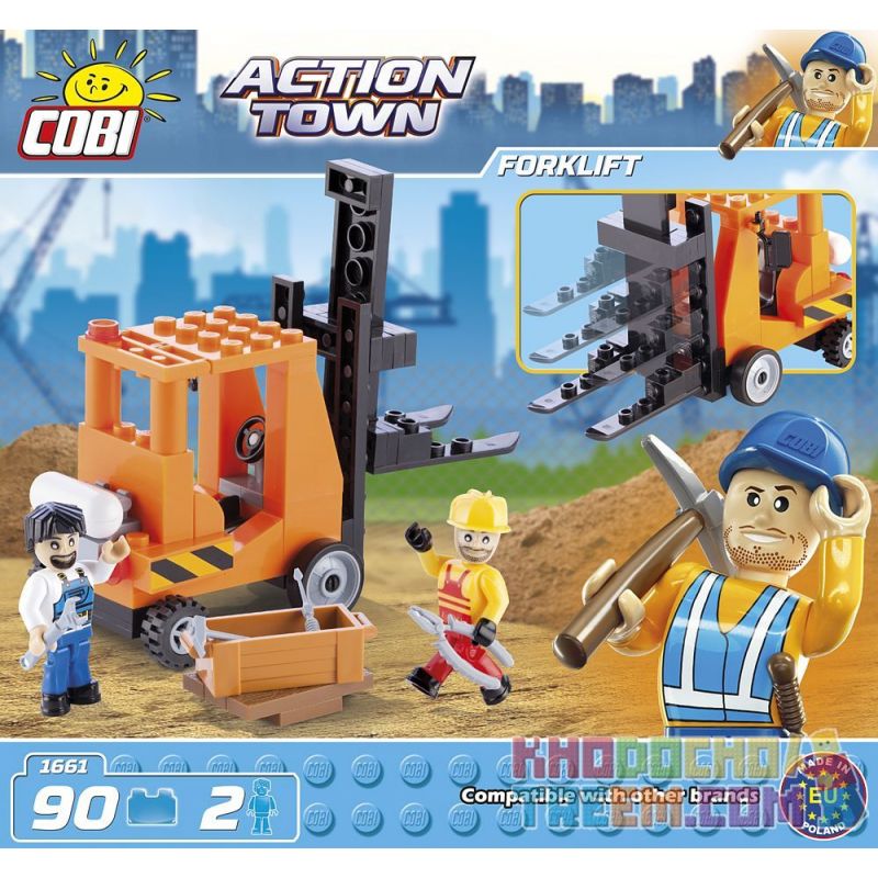COBI 1661 non  XE NÂNG bộ đồ chơi xếp lắp ráp ghép mô hình City FORKLIFT Thành Phố 90 khối COBI 1661 non  XE NÂNG bộ đồ chơi xếp lắp ráp ghép mô hình City FORKLIFT Thành Phố 90 khối