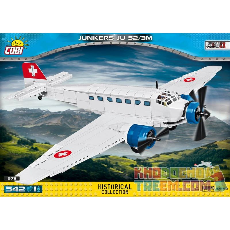 COBI 5711 Xếp hình kiểu Lego MILITARY ARMY Junkers Ju52 3m Ju 52 Transport Aircraft Máy Bay Vận Tải Ju 52 542 khối COBI 5711 Xếp hình kiểu Lego MILITARY ARMY Junkers Ju52 3m Ju 52 Transport Aircraft Máy Bay Vận Tải Ju 52 542 khối