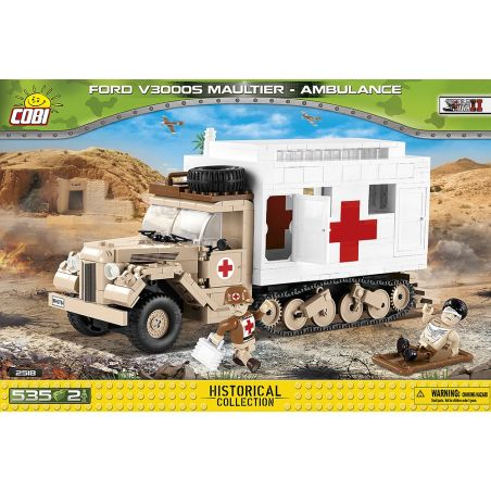 COBI 2518 non  FORD V300S MAULTIER-XE CỨU THƯƠNG bộ đồ chơi xếp lắp ráp ghép mô hình Military Army FORD V300S MAULTIER - AMBULANCE Quân Sự Bộ Đội 535 khối