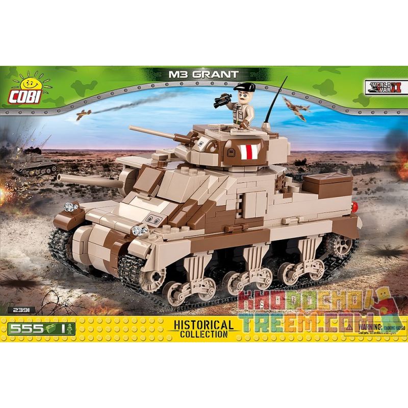 COBI 2391 non Lego XE TĂNG CẤP M3 bộ đồ chơi xếp lắp ráp ghép mô hình Military Army M3 GRANT Quân Sự Bộ Đội 555 khối