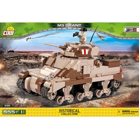 COBI 2391 non  XE TĂNG CẤP M3 bộ đồ chơi xếp lắp ráp ghép mô hình Military Army M3 GRANT Quân Sự Bộ Đội 555 khối