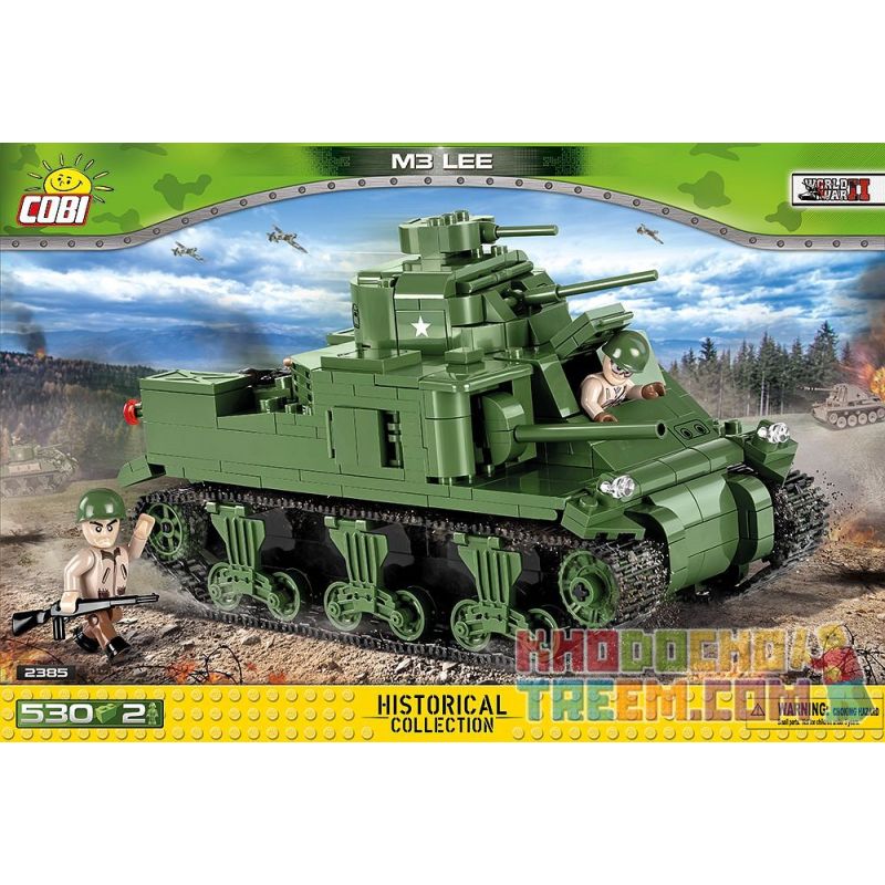COBI 2385 non Lego XE TĂNG M3 LEE bộ đồ chơi xếp lắp ráp ghép mô hình Military Army Quân Sự Bộ Đội 530 khối