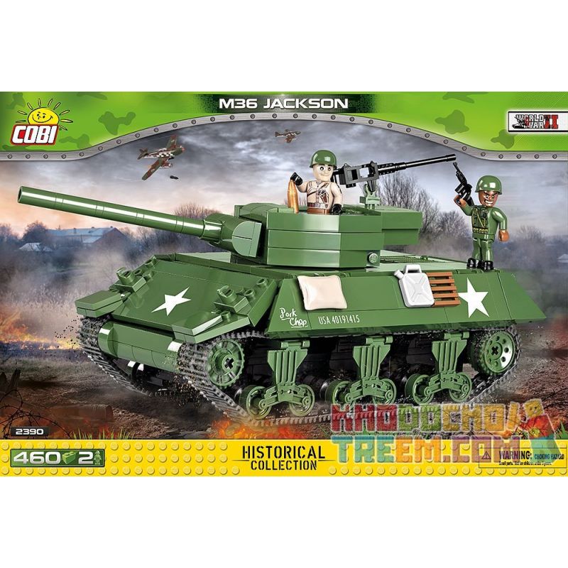 COBI 2390 non Lego PHÁO CHỐNG TĂNG M36 bộ đồ chơi xếp lắp ráp ghép mô hình Military Army M36 JACKSON Quân Sự Bộ Đội 460 khối