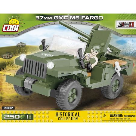 COBI 2387 non  TÀU SÂN BAY DI ĐỘNG PHÁO 37MM KIỂU M6 bộ đồ chơi xếp lắp ráp ghép mô hình Military Army 37 MM GMC M6 FARGO Quân Sự Bộ Đội 250 khối