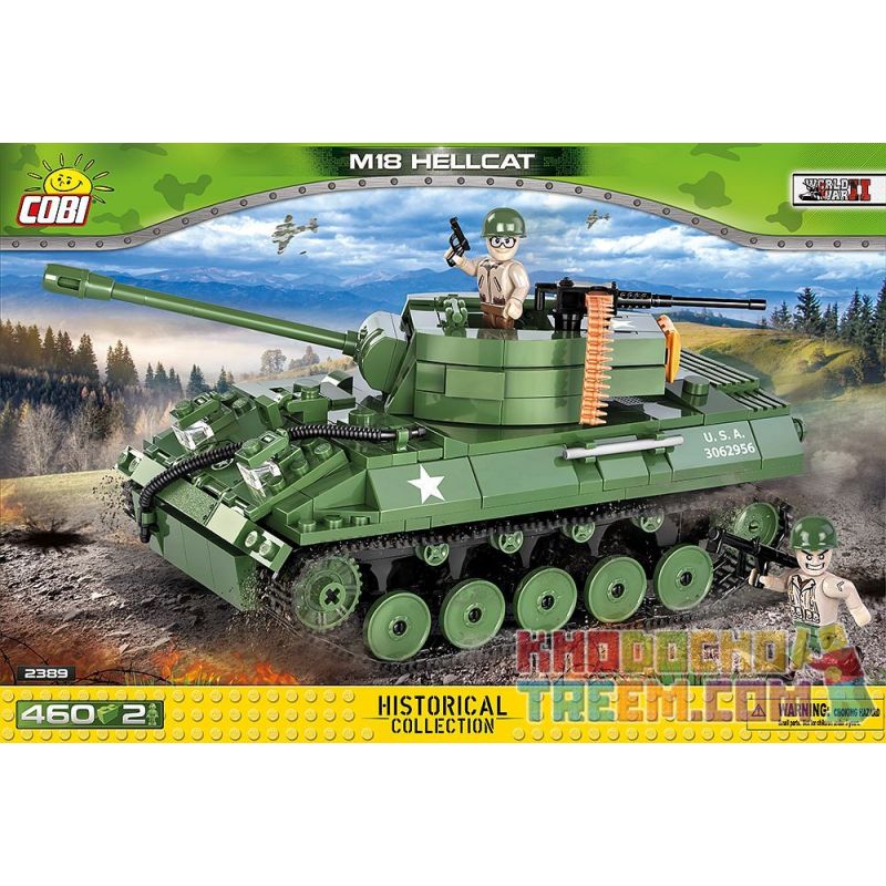 COBI 2389 non Lego TÀU KHU TRỤC M18 HELLCAT bộ đồ chơi xếp lắp ráp ghép mô hình Military Army Quân Sự Bộ Đội 460 khối