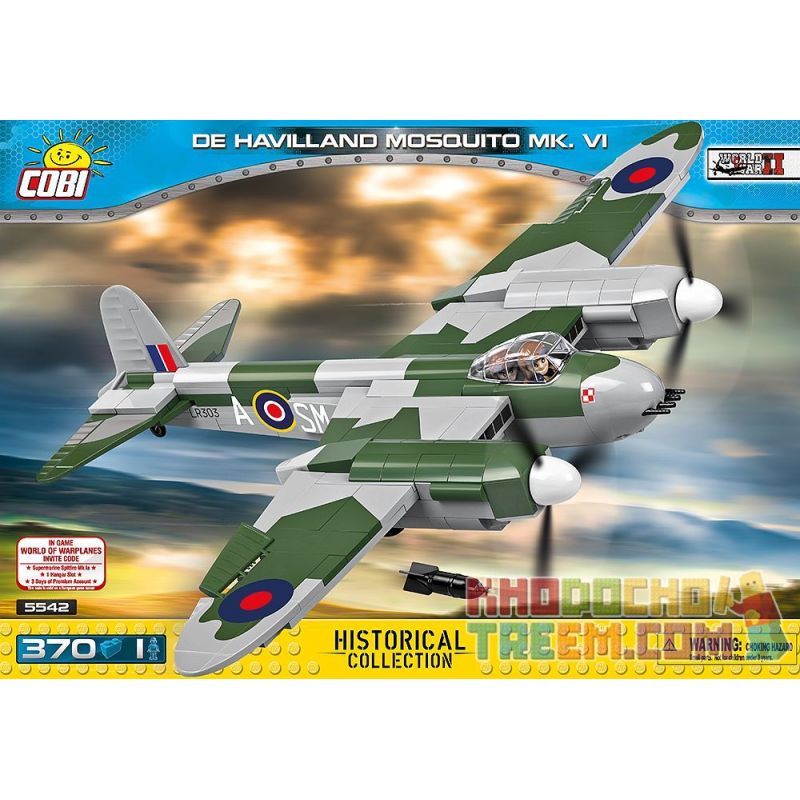 COBI 5542 non Lego MÁY BAY NÉM BOM CHỐNG MUỖI MK.VI bộ đồ chơi xếp lắp ráp ghép mô hình Military Army DE HAVILLAND MOSQUITO MK.VI Quân Sự Bộ Đội 370 khối