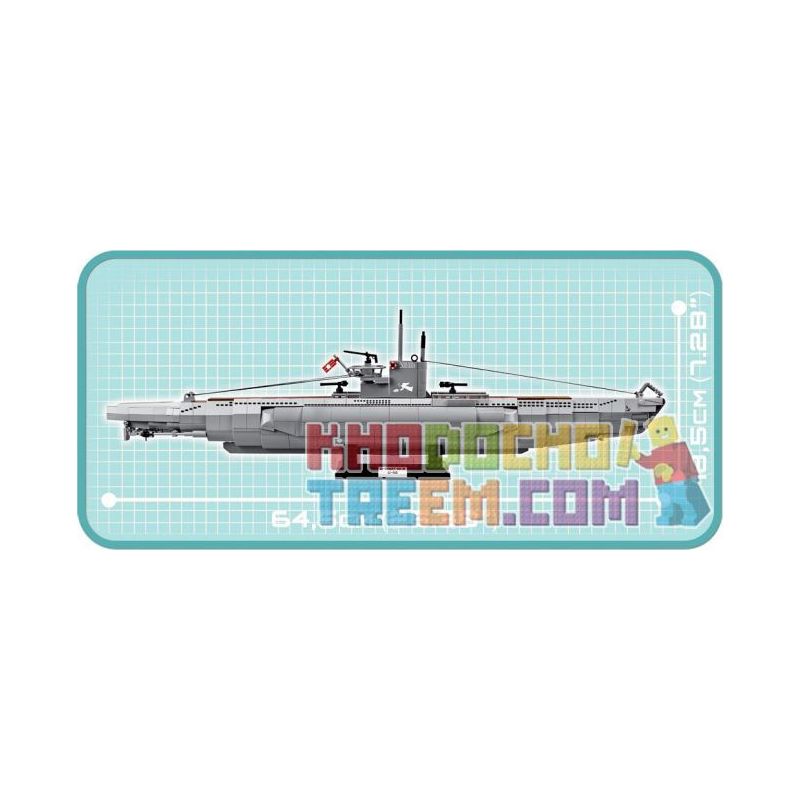 COBI 4805 non  TÀU NGẦM TYPE VII B U-48 bộ đồ chơi xếp lắp ráp ghép mô hình Military Army U-BOOT U-48 VII Quân Sự Bộ Đội 800 khối