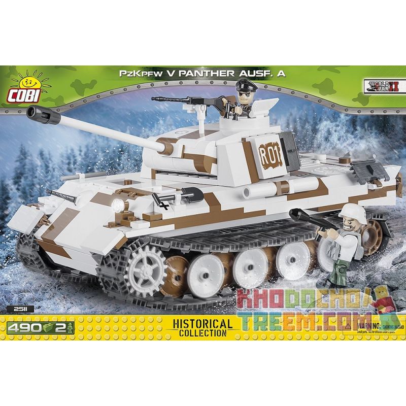 COBI 2511 non Lego LEOPARD TANK. bộ đồ chơi xếp lắp ráp ghép mô hình Military Army PANZER V PANTHER AUSF. Quân Sự Bộ Đội 490 khối
