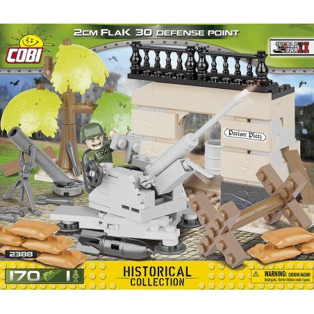 COBI 2388 non  LOẠI 30 ĐIỂM PHÒNG THỦ CỦA SÚNG AA 2CM bộ đồ chơi xếp lắp ráp ghép mô hình Military Army 2CM FLAK 30 DEFENSE POINT Quân Sự Bộ Đội 170 khối
