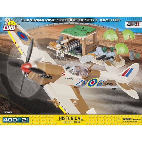 COBI 5545 non  ĐƯỜNG BĂNG SA MẠC SPITFIRE MK.IX bộ đồ chơi xếp lắp ráp ghép mô hình Military Army SUPERMARINE SPITFIRE MK.IX DESERT AIRSTRIP Quân Sự Bộ Đội 400 khối