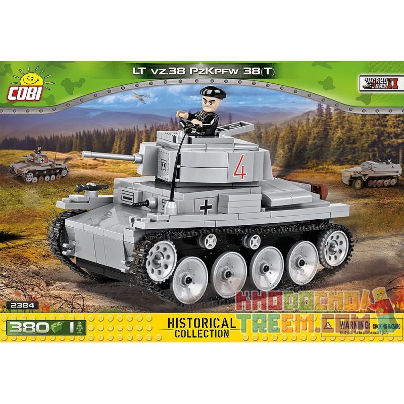 COBI 2384 non Lego XE TĂNG LT-38 bộ đồ chơi xếp lắp ráp ghép mô hình Military Army LT VZ.38 PZKPFW 38(T) Quân Sự Bộ Đội 380 khối
