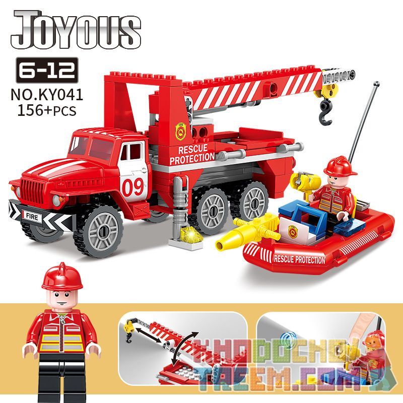 Kazi KY041 non Lego CỨU HỘ XE HỎA bộ đồ chơi xếp lắp ráp ghép mô hình Fire Rescure JOYOUS Cứu Hỏa 156 khối
