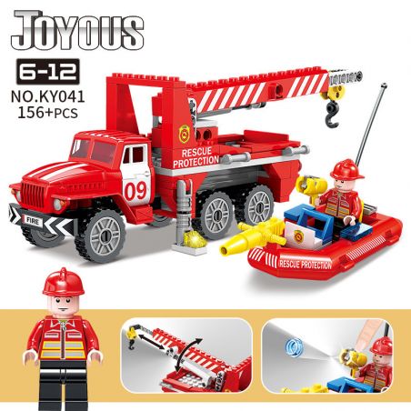 Kazi KY041 non  CỨU HỘ XE HỎA bộ đồ chơi xếp lắp ráp ghép mô hình Fire Rescure JOYOUS Cứu Hỏa 156 khối