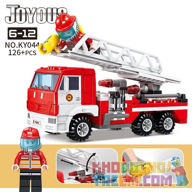 Kazi KY044 Xếp hình kiểu Lego FIRE RESCURE Joyous Chi Fun Fire Ladder Fire Truck Xe Thang Cứu Hỏa 126 khối Kazi KY044 Xếp hình kiểu Lego FIRE RESCURE Joyous Chi Fun Fire Ladder Fire Truck Xe Thang Cứu Hỏa 126 khối