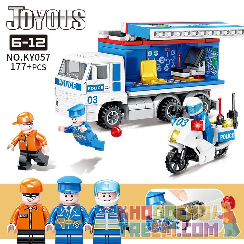 Kazi KY057 non Lego XE CẢNH SÁT CHỈ HUY NHỎ bộ đồ chơi xếp lắp ráp ghép mô hình Police JOYOUS 177 khối