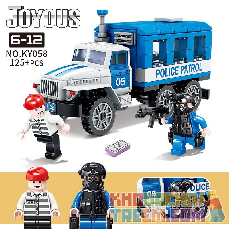 Kazi KY058 non Lego XE CẢNH SÁT ÁP GIẢI TÙ NHÂN bộ đồ chơi xếp lắp ráp ghép mô hình Police JOYOUS 125 khối