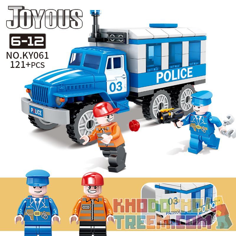 Kazi KY061 non Lego TÙ NHÂN 03 ÁP GIẢI XE CẢNH SÁT bộ đồ chơi xếp lắp ráp ghép mô hình Police JOYOUS 121 khối