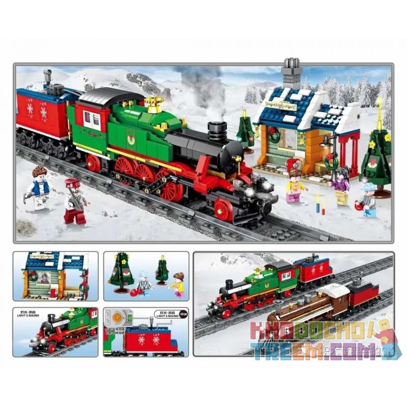 Kazi KY98251 98251 Xếp hình kiểu Lego TRAINS CityTrain City Train Winter Steam Train Tàu Hơi Nước Mùa đông 913 khối Kazi KY98251 98251 Xếp hình kiểu Lego TRAINS CityTrain City Train Winter Steam Train Tàu Hơi Nước Mùa đông 913 khối