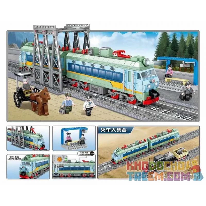 Kazi KY98254 98254 non Lego ĐẦU MÁY ĐIỆN SHAOSHAN bộ đồ chơi xếp lắp ráp ghép mô hình Trains CITYTRAIN Tàu Hỏa 1162 khối