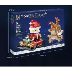 QIZHILE 90014 Xếp hình kiểu Lego SEASONAL Merry Christmas Santa Claus Merry Christmas Santa Sleigh With Reindeer Santa Xe Trượt Tuyết Với Tuần Lộc 374 khối